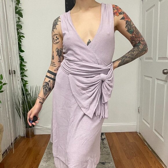 Red Valentino V-Neck Wrap Midi Dress Sleeveless Size XL Pink - Picture 1 of 7